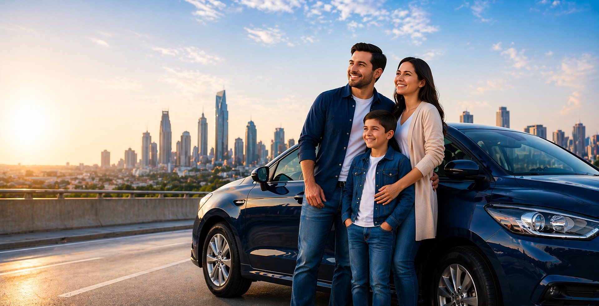 Familia con automóvil
